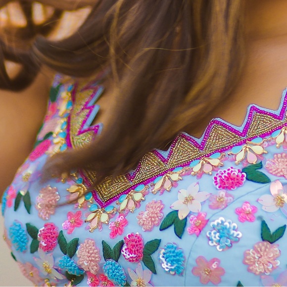 Soft net lilac/purple lengha - Picture 2 of 8